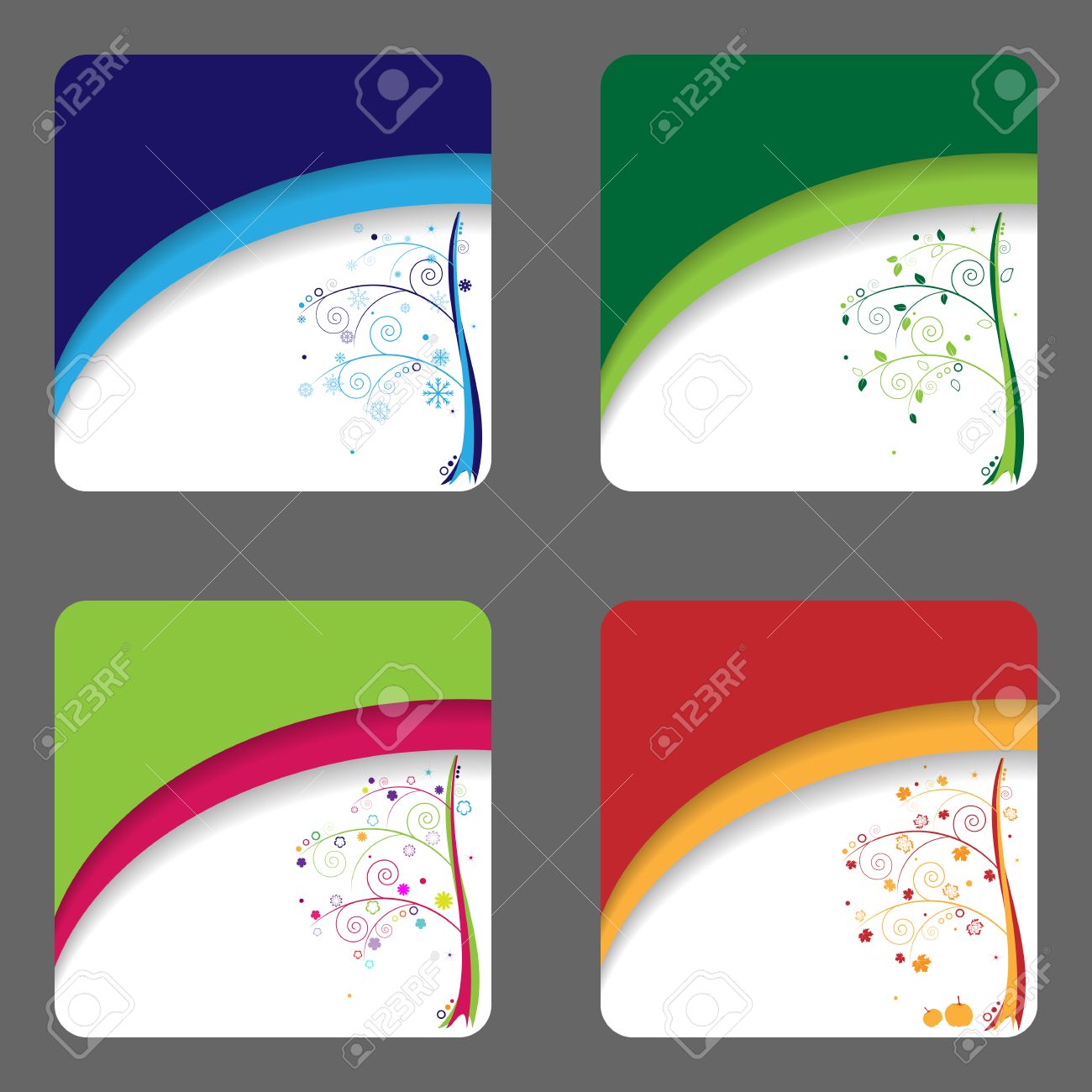 four colorful card templates with the seasons seasons templates