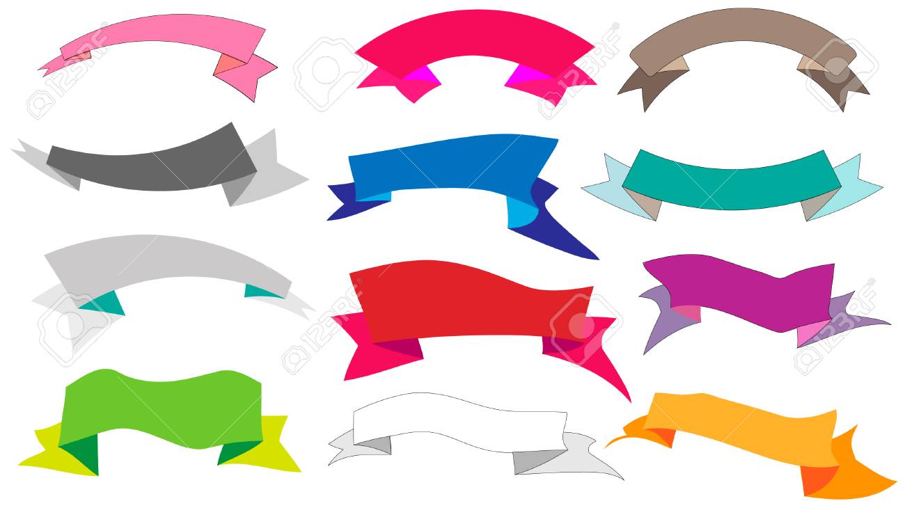 Download Set Of Different Colored Ribbons Different Shapes For Decoration Royalty Free Cliparts Vectors And Stock Illustration Image 91684593