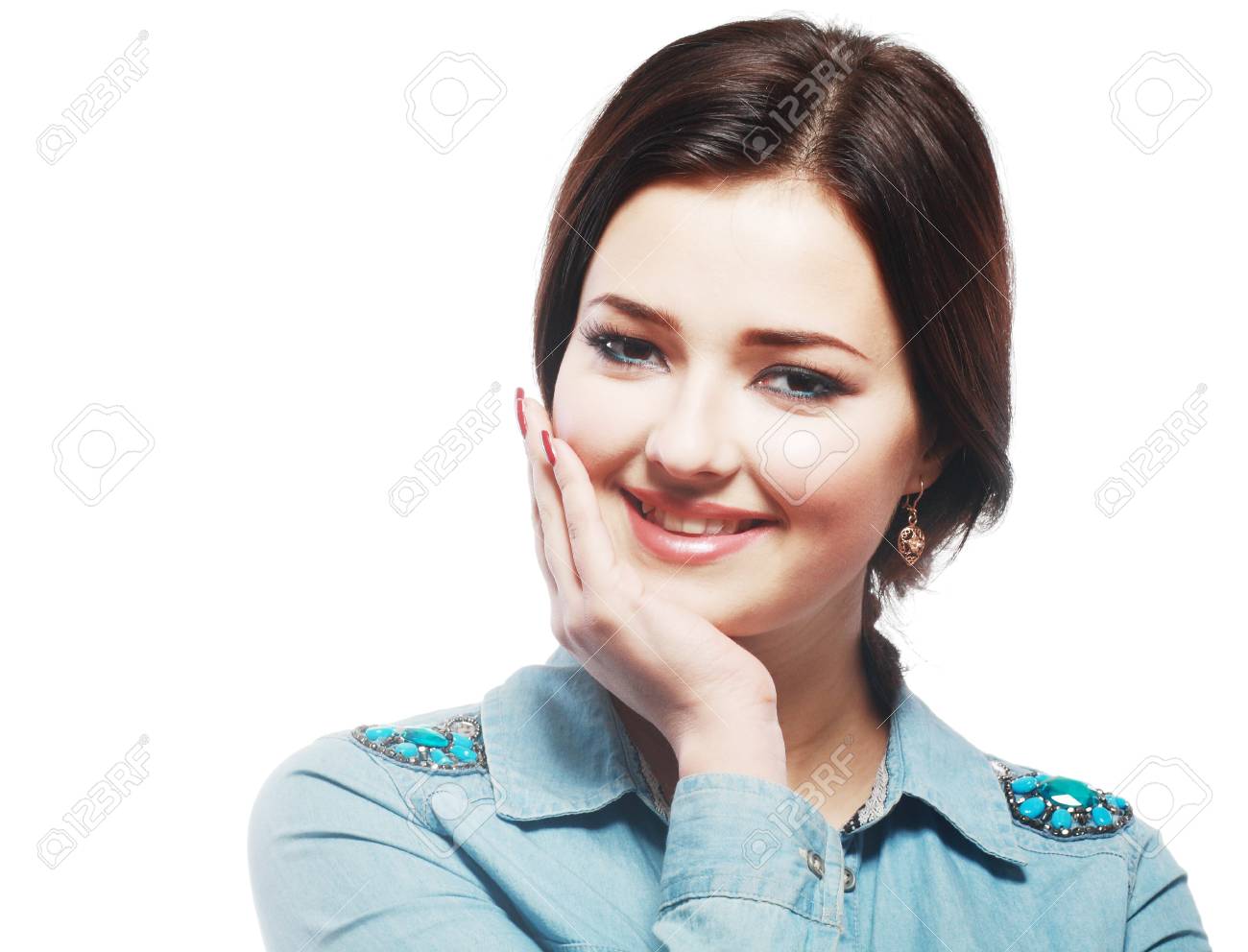 美しい若い思慮深い女性探して 白で分離 の写真素材 画像素材 Image 美しい若い思慮深い女性探して 白で分離 の写真素材 画像素材 Image