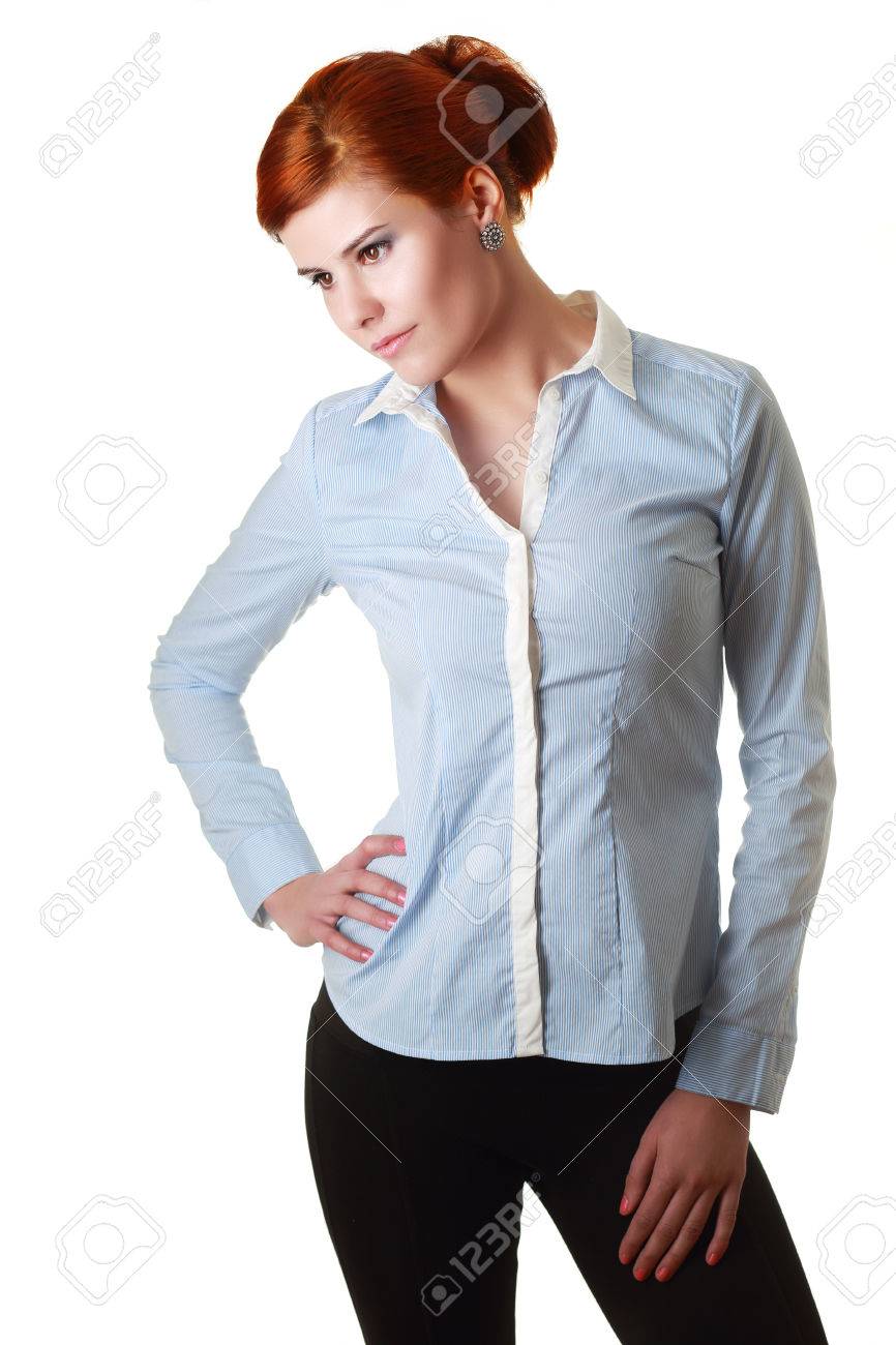 light blue with black pants