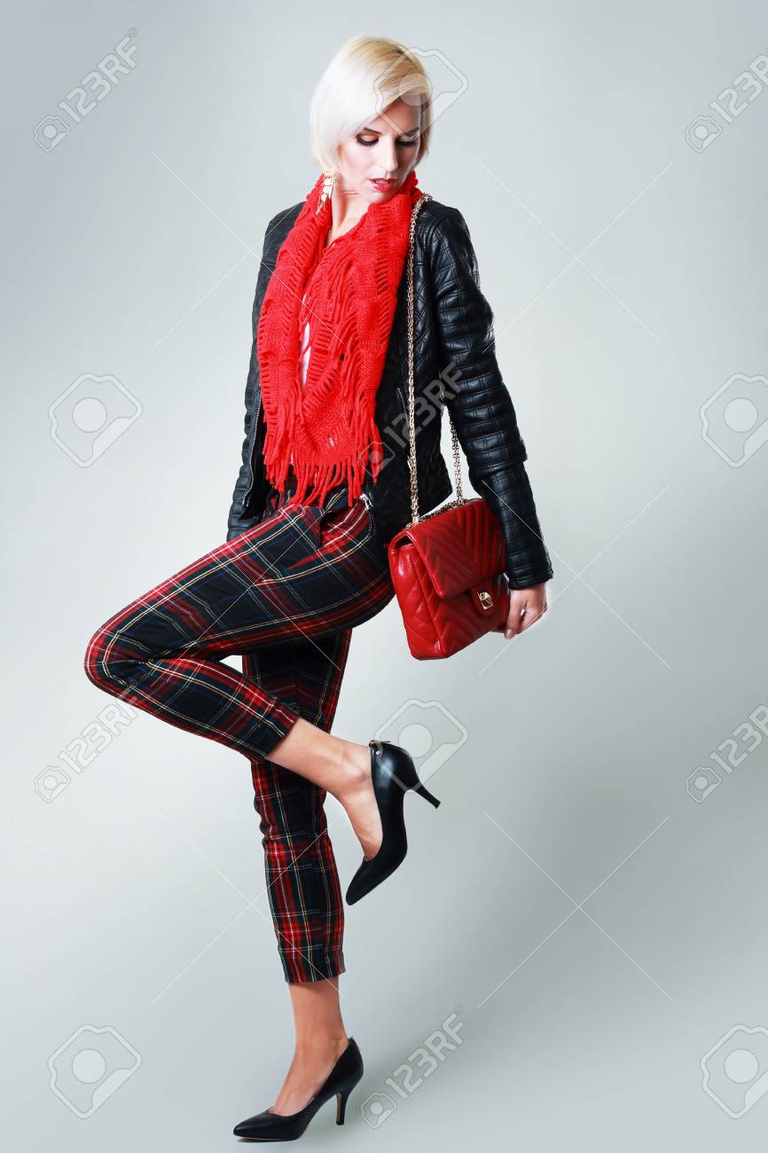 red checked trousers