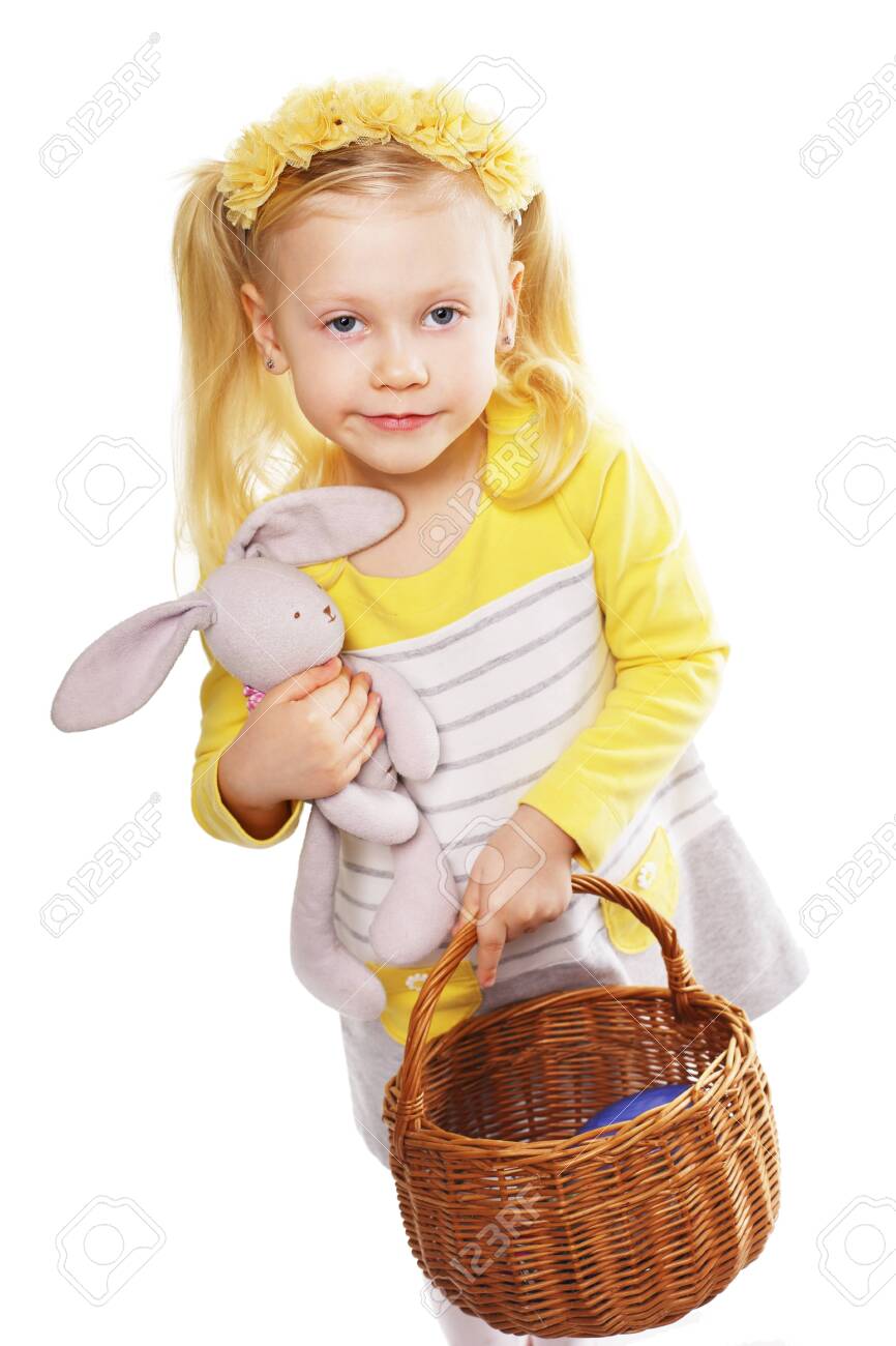 baby holding basket