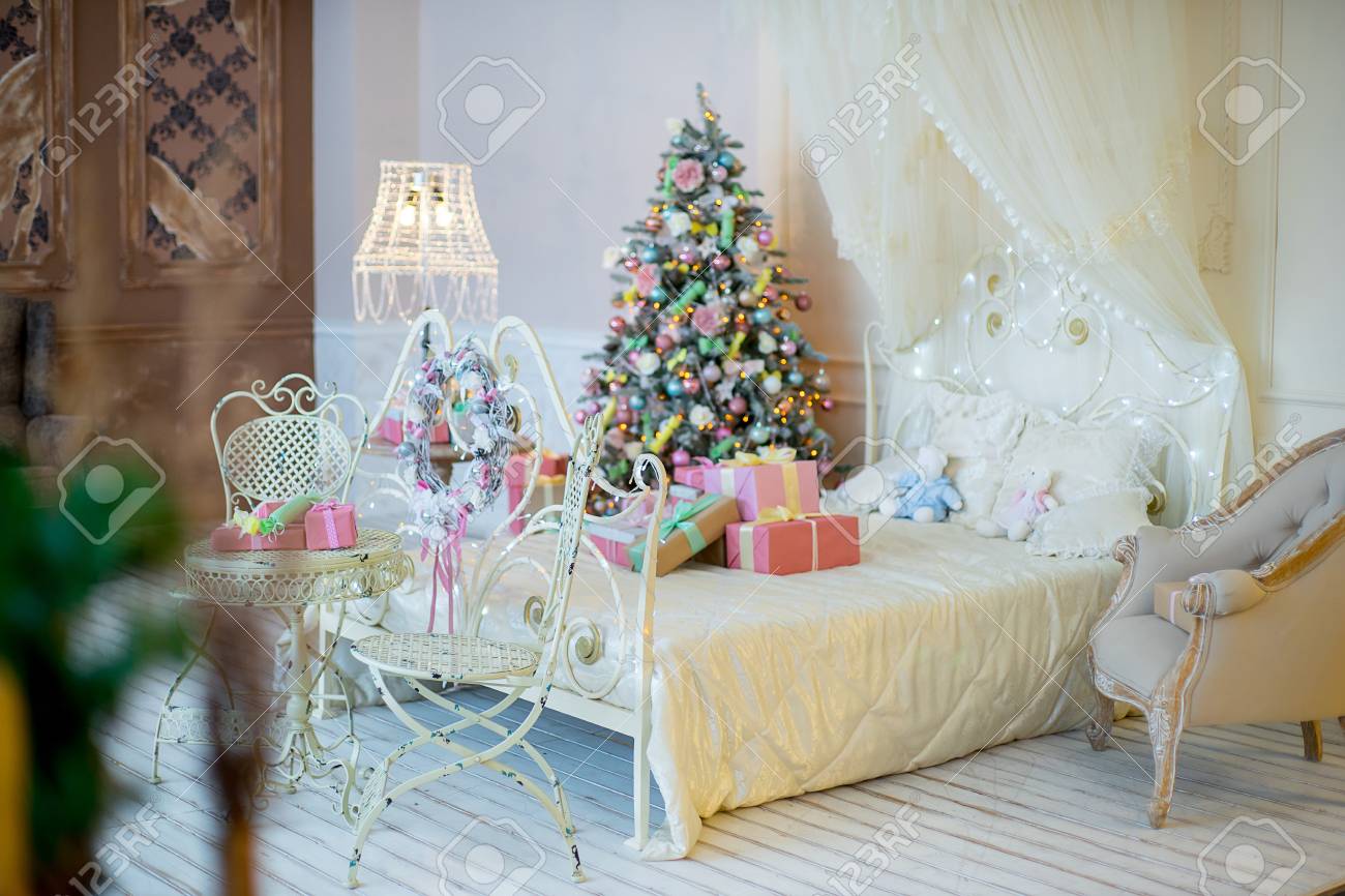 floor lamp beside bed