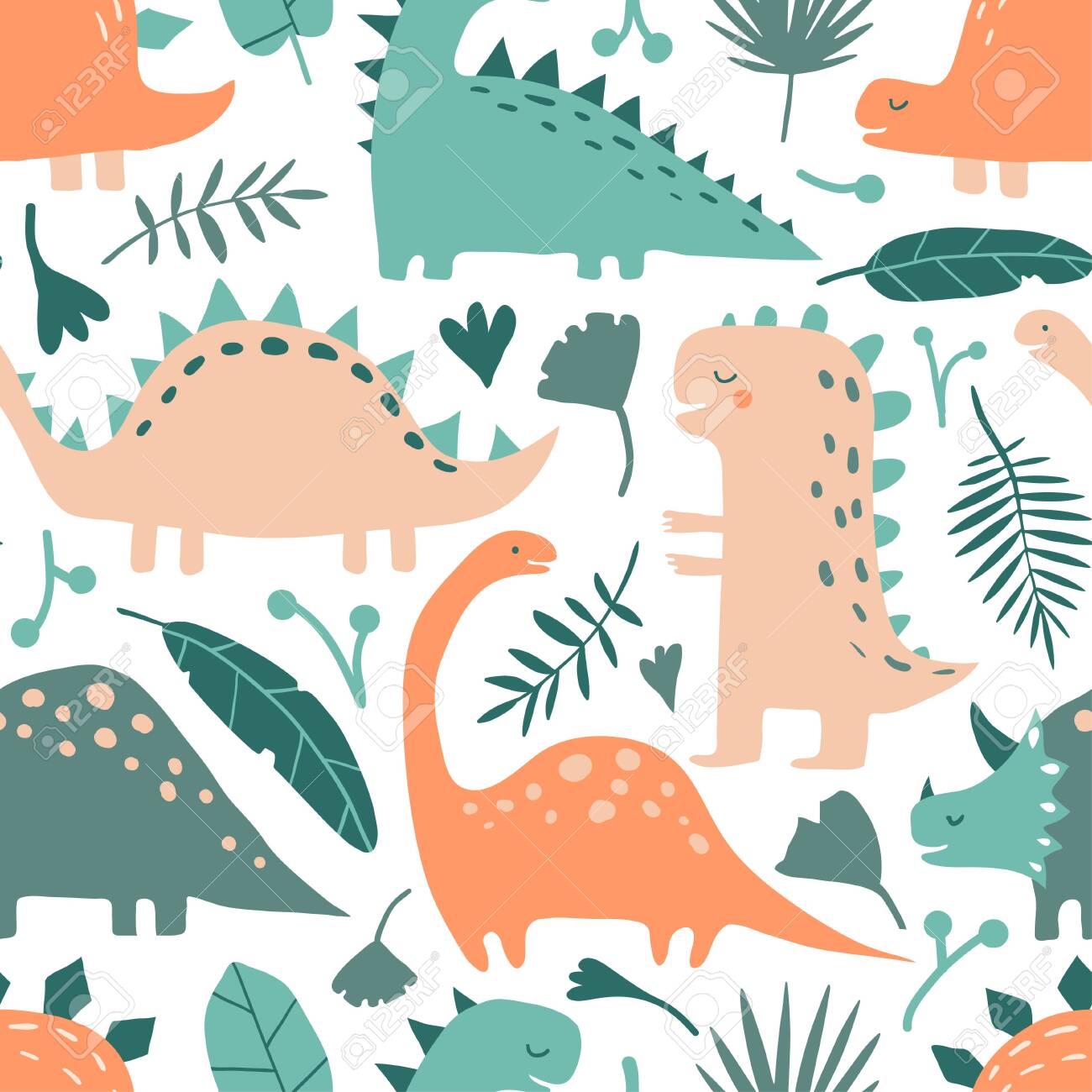 Hand Drawn Dinosaur Animals And Tropical Leaves. Cute Funny Cartoon Dino Seamless Pattern. Hand Drawn Vector Texture For Kids Fabric, Textile, Nursery Wallpaper. Vector Childish Illustration In Doodle Royalty Free SVG, Cliparts, Hand Drawn Dinosaur Animals And Tropical Leaves. Cute Funny Cartoon Dino Seamless Pattern. Hand Drawn Vector Texture For Kids Fabric, Textile, Nursery Wallpaper. Vector Childish Illustration In Doodle Royalty Free SVG, Cliparts,