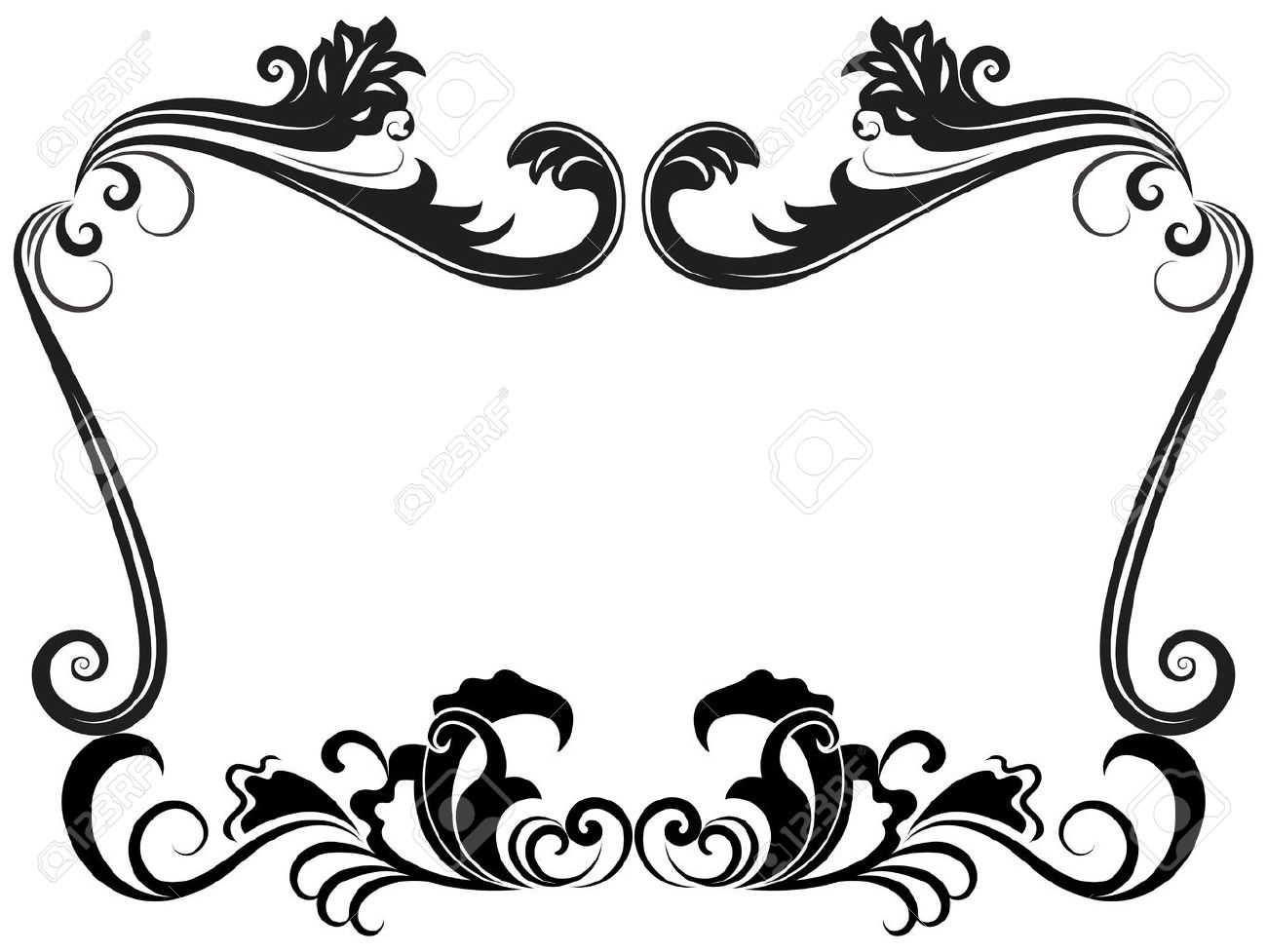 black and white vintage floral frame template royalty free cliparts