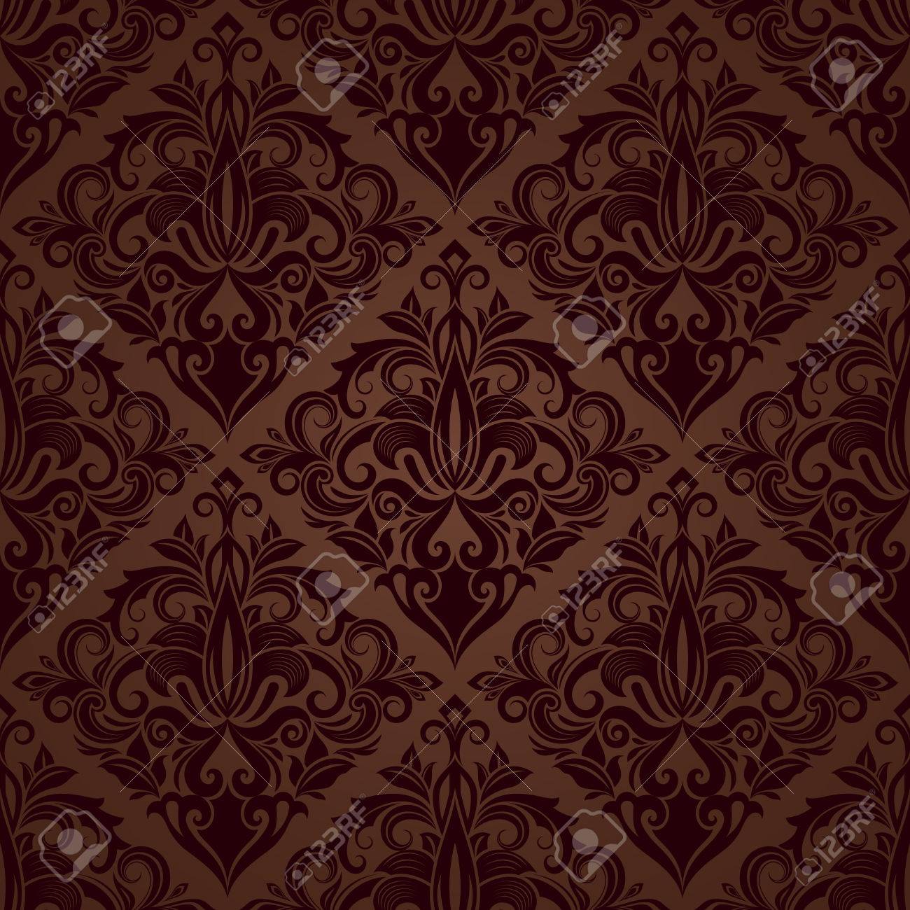 シームレスな茶色の花のベクトルの壁紙のパターン のイラスト素材 ベクタ Image