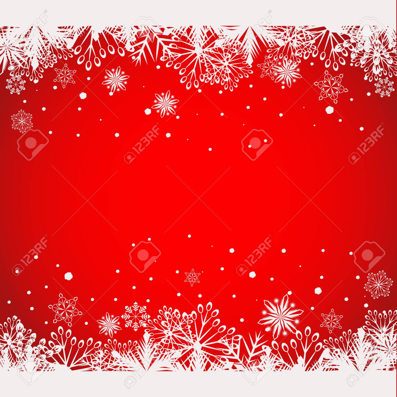 abstract red christmas background with white snowflake borders