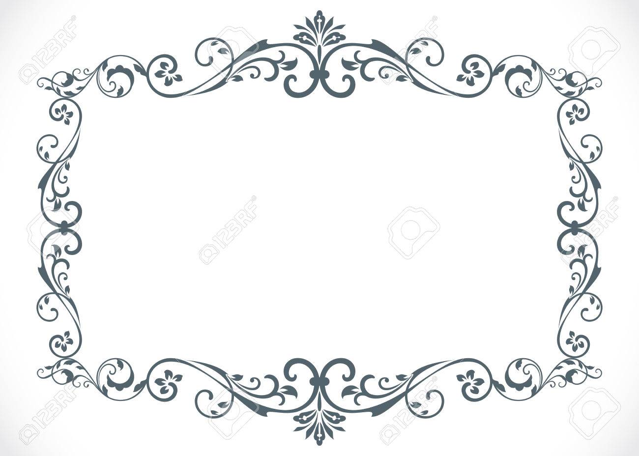 black and white floral vintage frame with copy space vector template