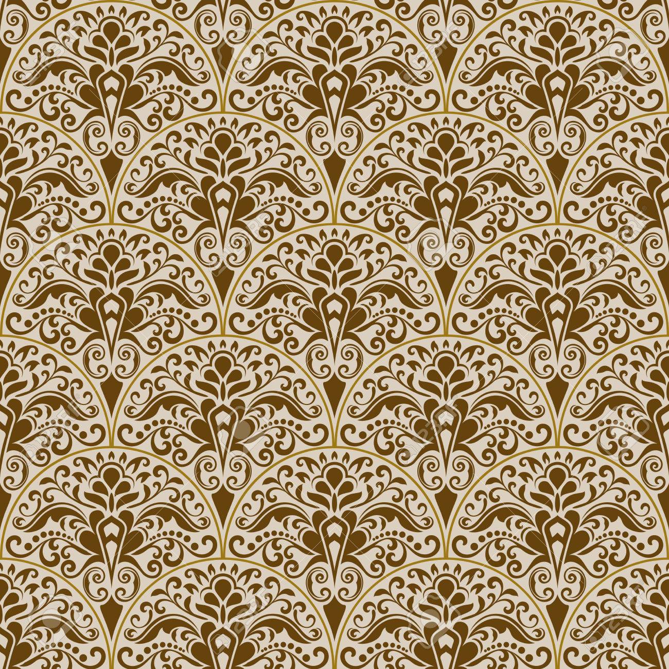 シームレスなベージュと茶色の花のベクトルの背景 壁紙パターンを繰り返します のイラスト素材 ベクタ Image