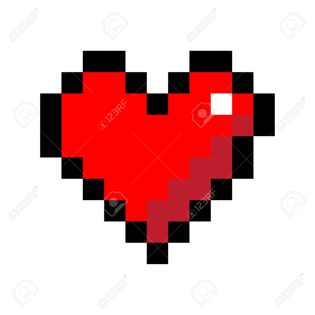 Pixel Heart For Celebration Decoration Design. Vector Red Cute ...