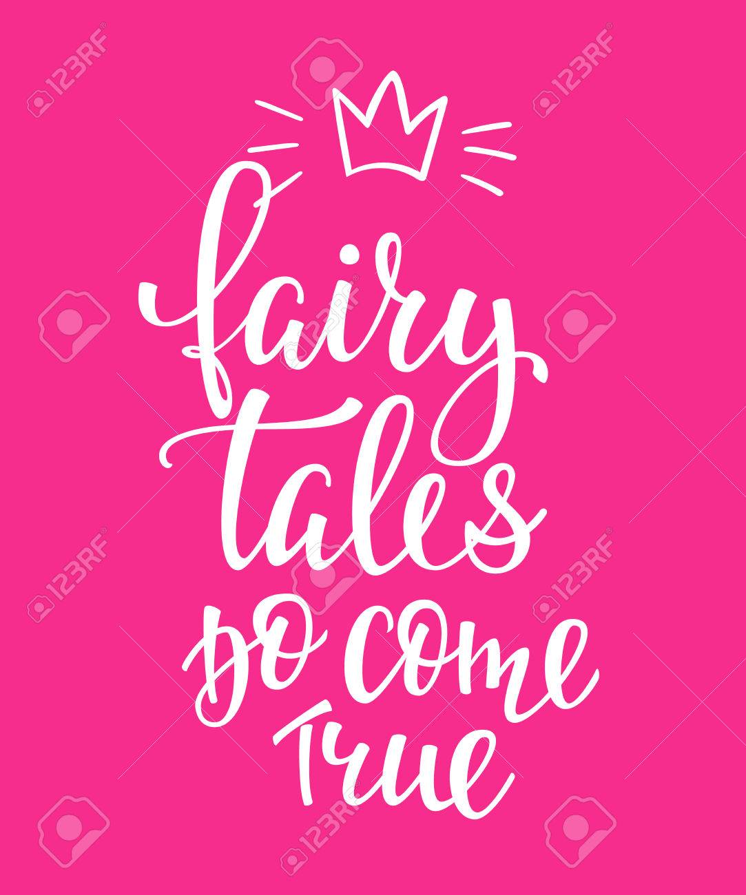 Le Lettrage Du Conte De Fee De La Typographie Est Devenu Realite Citation De Motivation Typographie D Inspiration Mignonne Elements De Conception Graphique De Photo D Affiche De Carte Postale De Calligraphie Signe Ecrit
