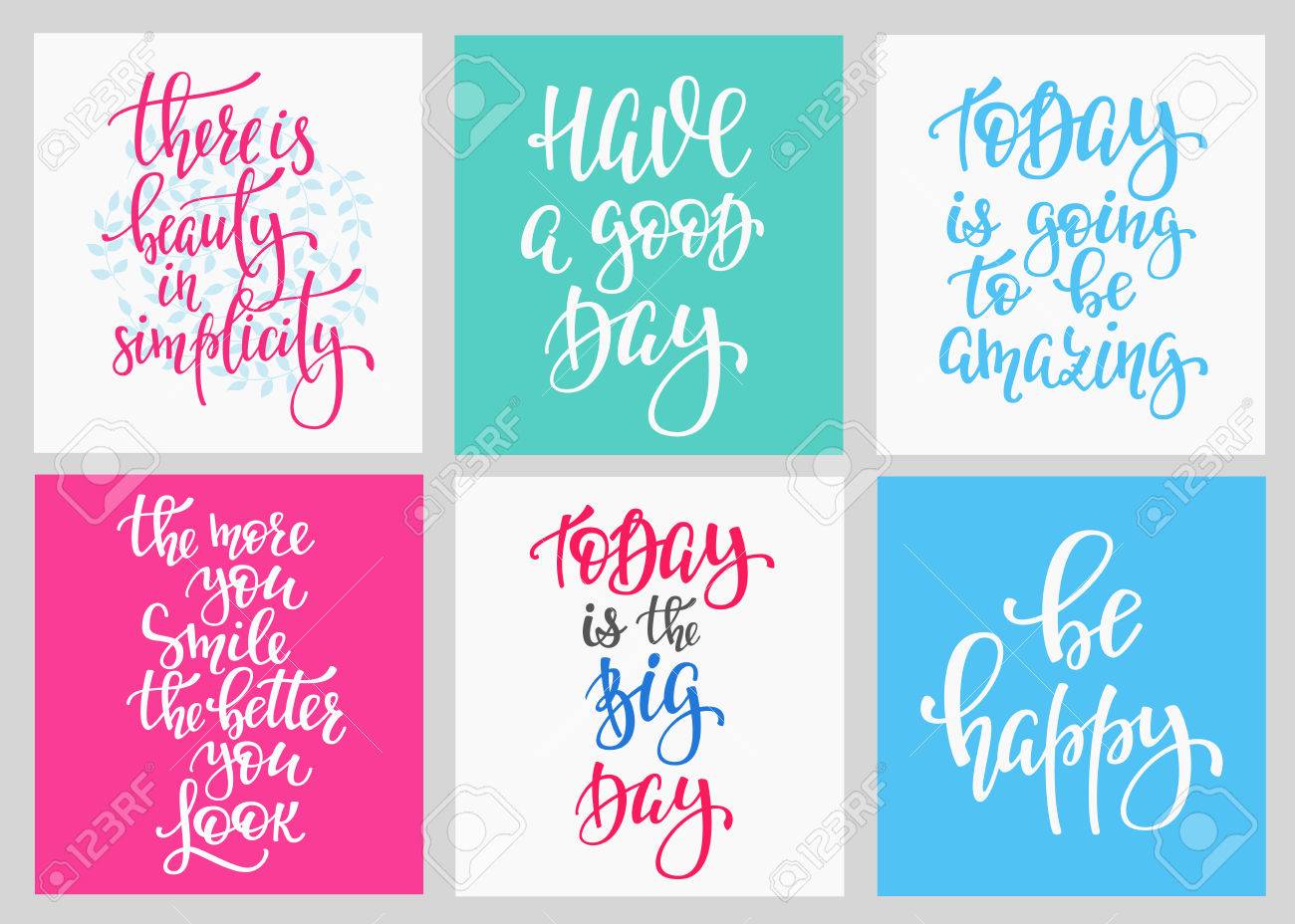 Lettering Vector Postcard Quotes Set. Motivational Cute Typography ...