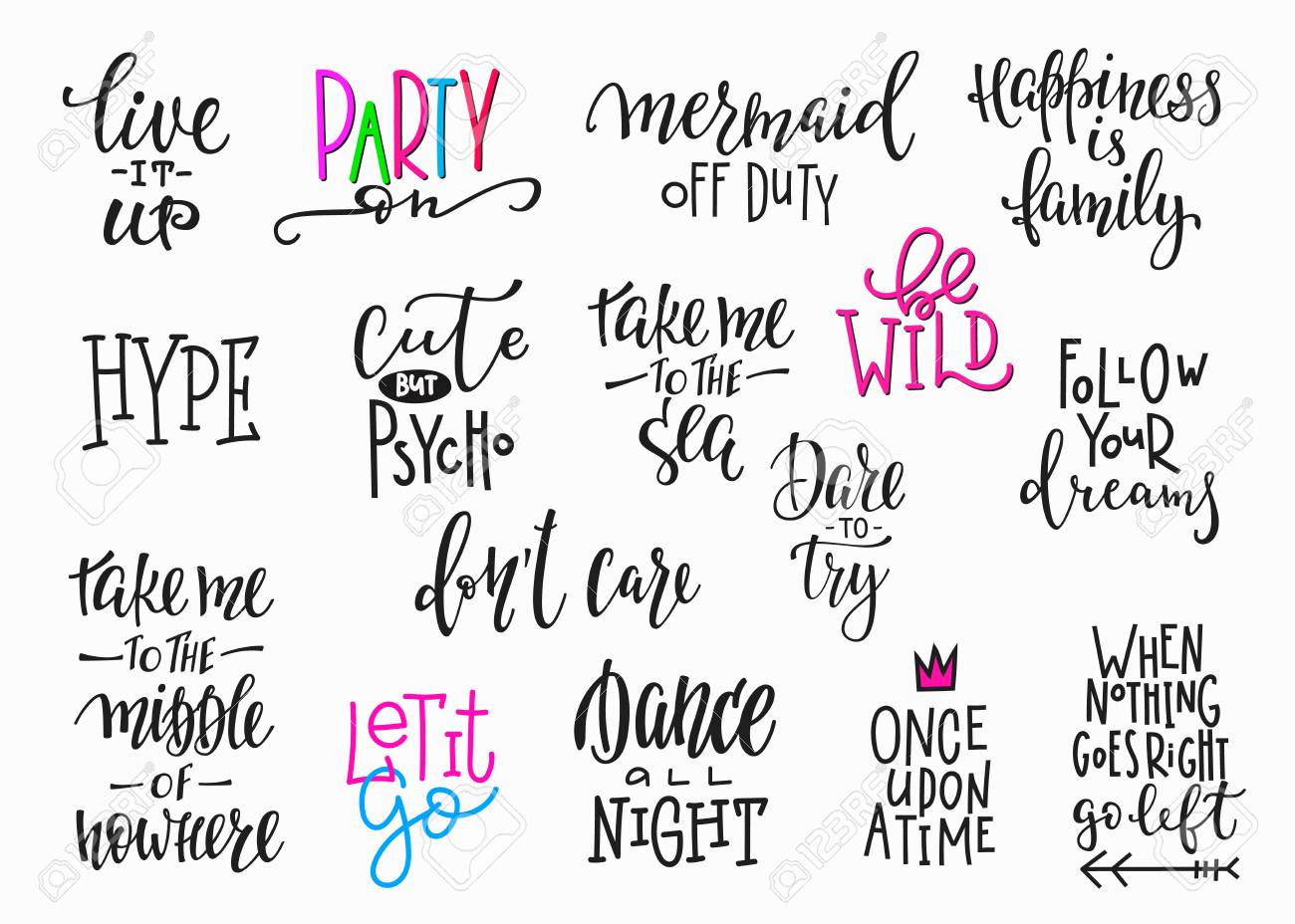 Lettering Photography Overlay Set. Motivational Quote. Sweet Cute  Inspiration Typography. Calligraphy Photo Graphic Design Element. Hand  Written Sign. Love Story Wedding Family Album Decoration. Stock Photo,  Picture and Royalty Free Image. Image, image size:1300x928