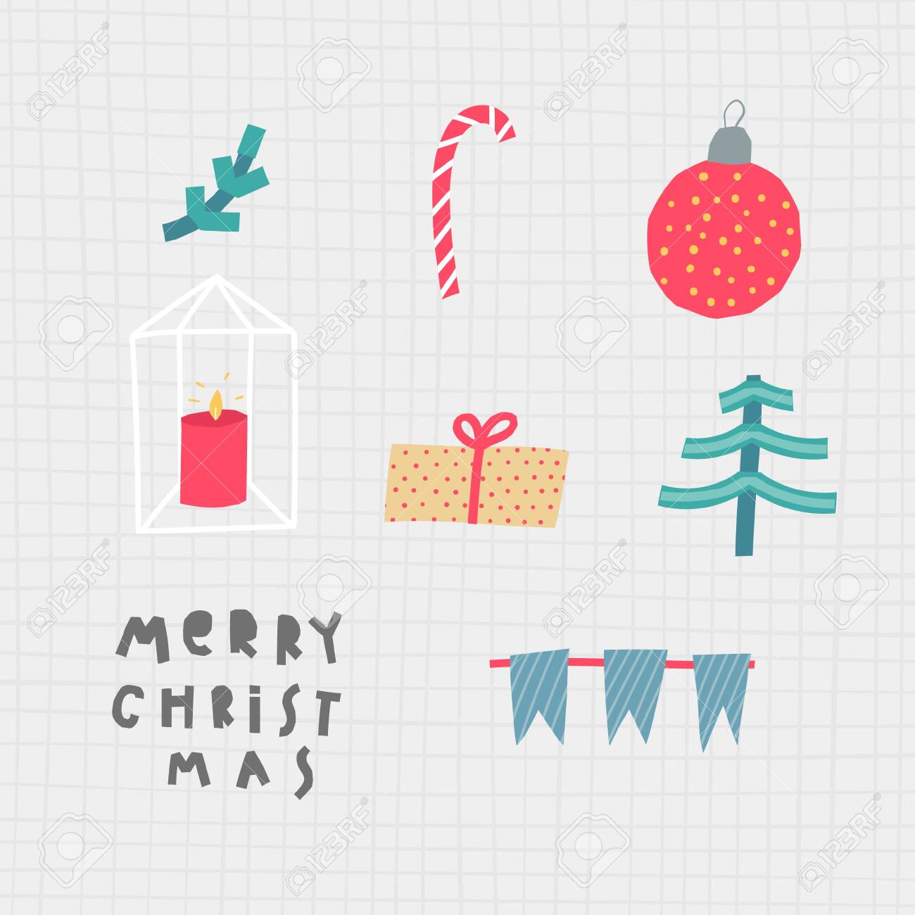 Merry Christmas Tree Gift Decoration Candle Happy New Year Simple