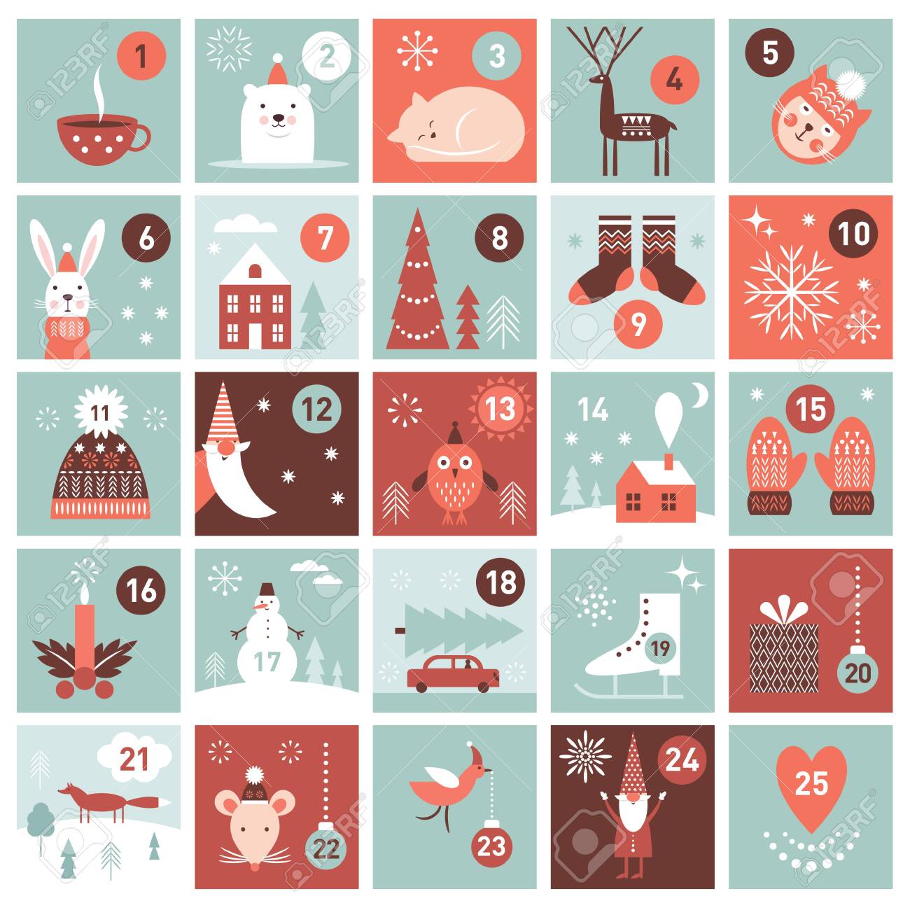 Christmas Advent Calendar. Printable Collection Images Collection. Royalty  Free SVG, Cliparts, Vectors, and Stock Illustration. Image 133202820.
