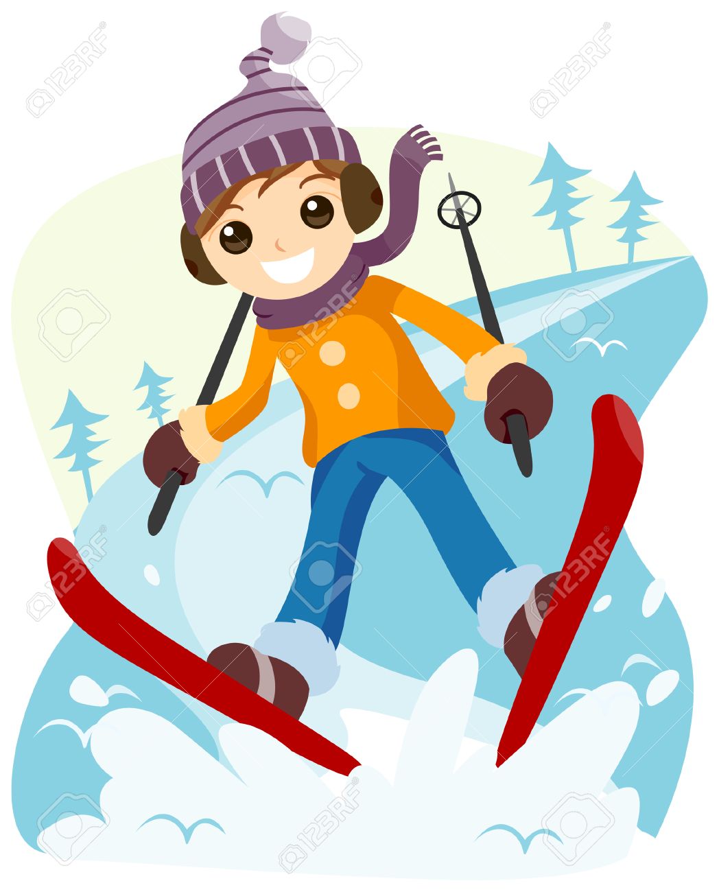 Boy Skiing With Clipping Path Royalty Free Cliparts Vectors And Stock Illustration Image