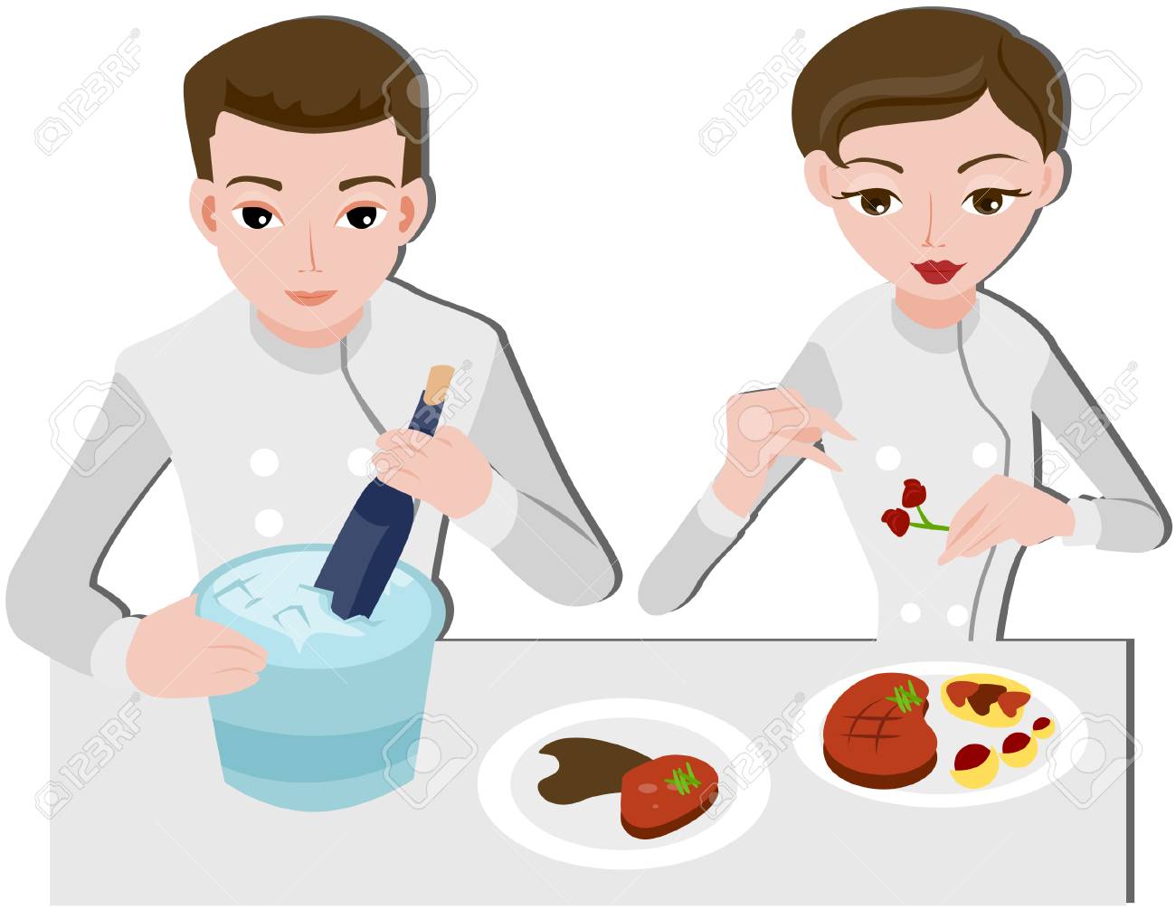 クリッピング パスを持つフード スタイリストのイラスト素材 ベクタ Image