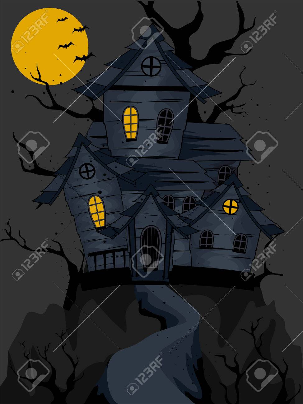 Haunted House On Top Of Hill Royalty Free Cliparts Vectors And Stock Illustration Image 5922591