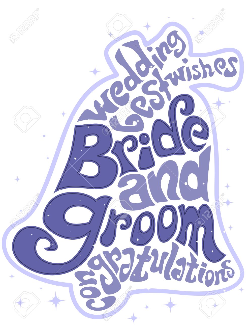 illustration featuring wedding related words forming the shape