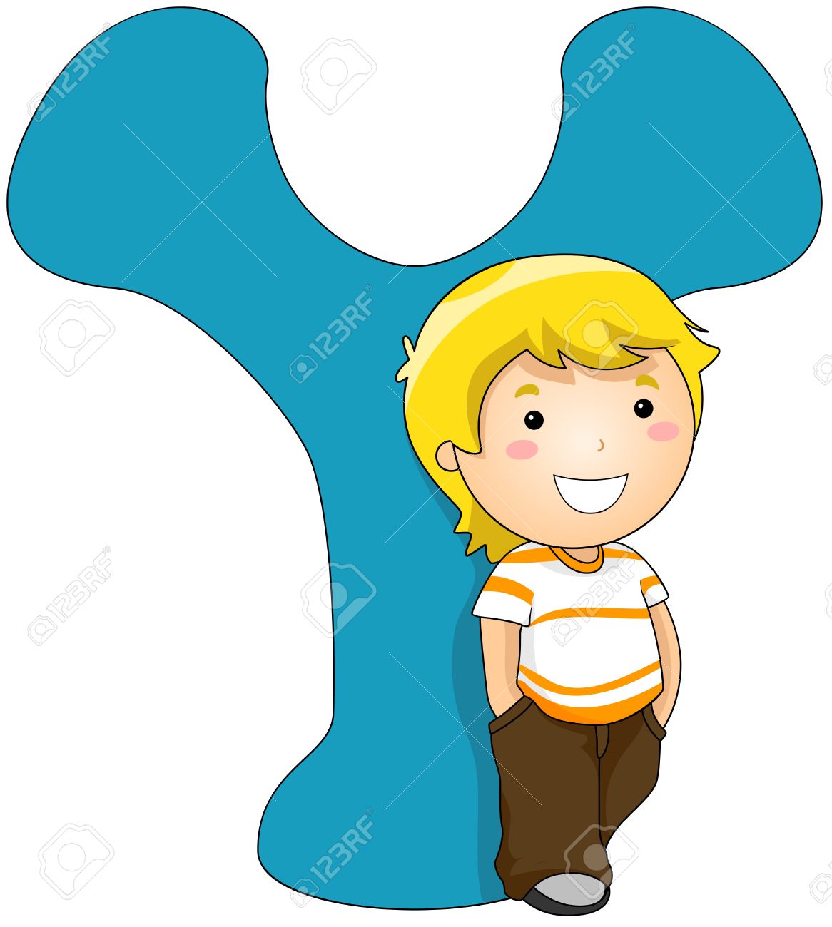 Illustration Of A Boy Standing Beside A Letter Y Stock Photo Picture And Royalty Free Image Image 8427140