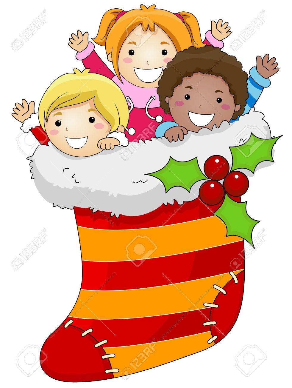子供のイラスト クリスマスの靴下の中寄り添う の写真素材 画像素材 Image 子供のイラスト クリスマスの靴下の中寄り添う の写真素材 画像素材 Image