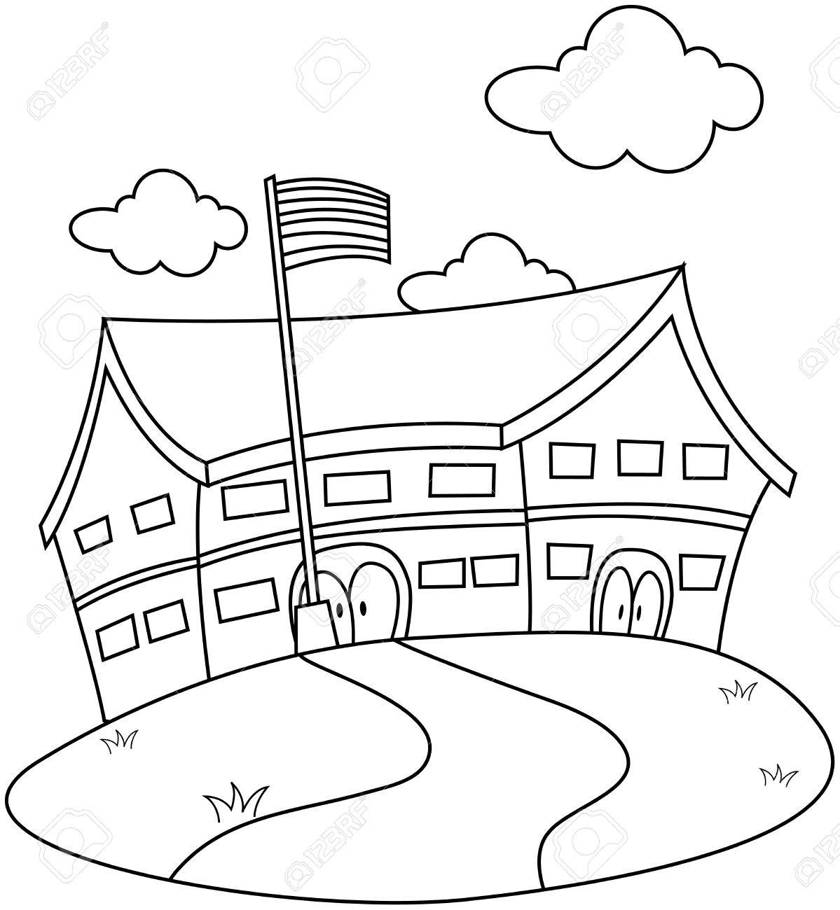 Line Art Illustration Of A School Complete With A Cloudy Sky Background Stock Photo Picture And Royalty Free Image Image Line Art Illustration Of A School Complete With A Cloudy Sky Background Stock Photo Picture And Royalty Free Image Image
