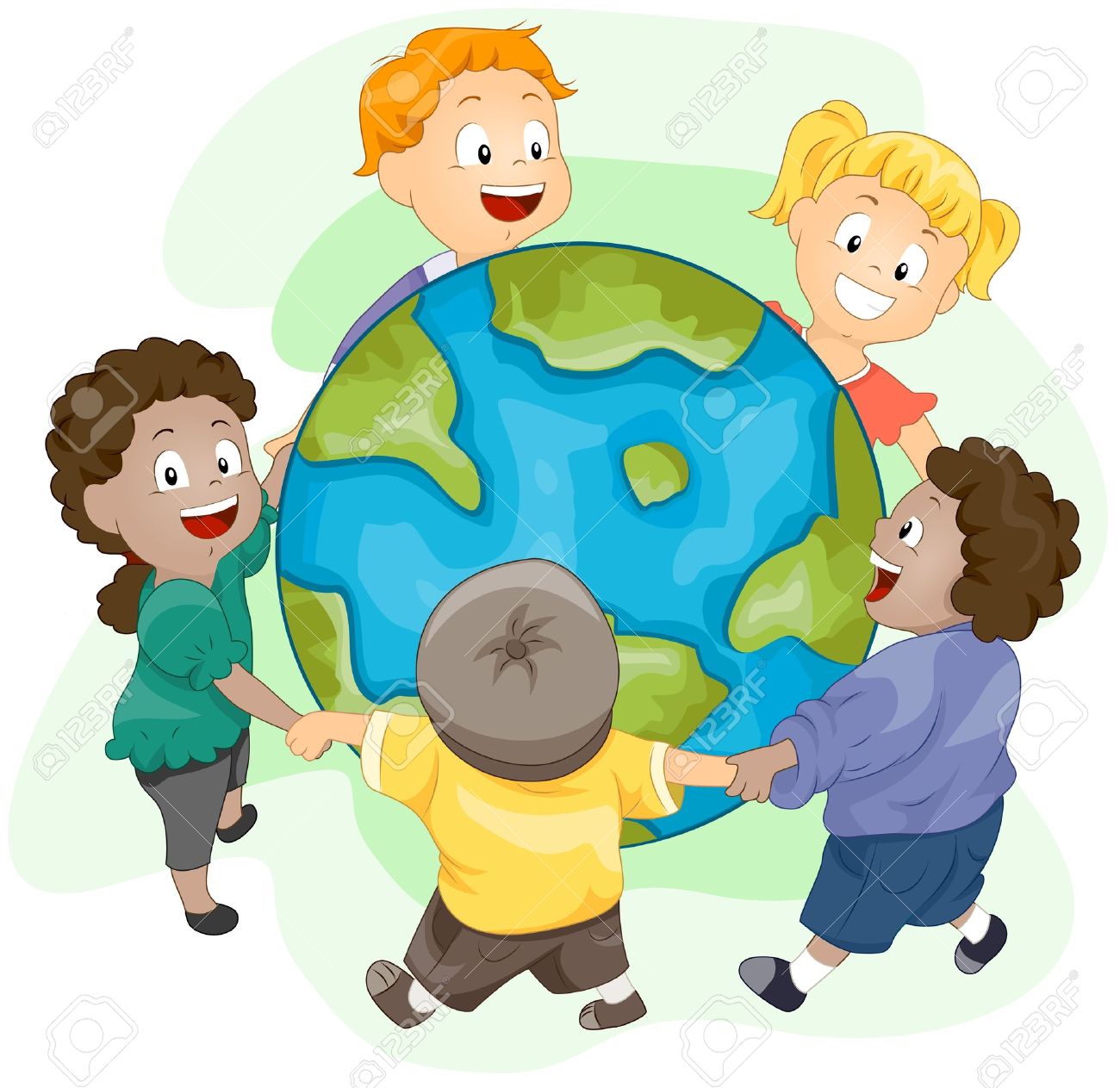 巨大な世界で遊ぶ子供たちのイラスト の写真素材 画像素材 Image