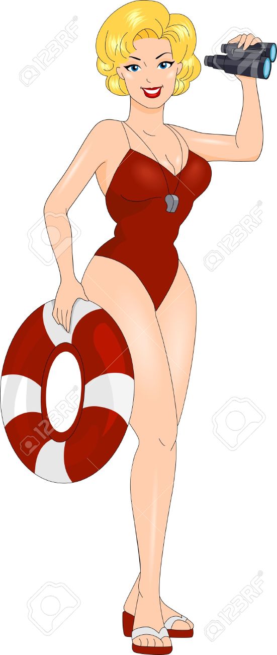 勤務中に女性のライフガードのイラスト の写真素材 画像素材 Image