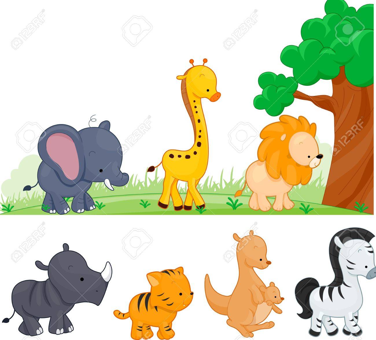 Illustration Of Animals Walking By Stock Photo, Picture And Royalty Free  Image. Image 9670345.