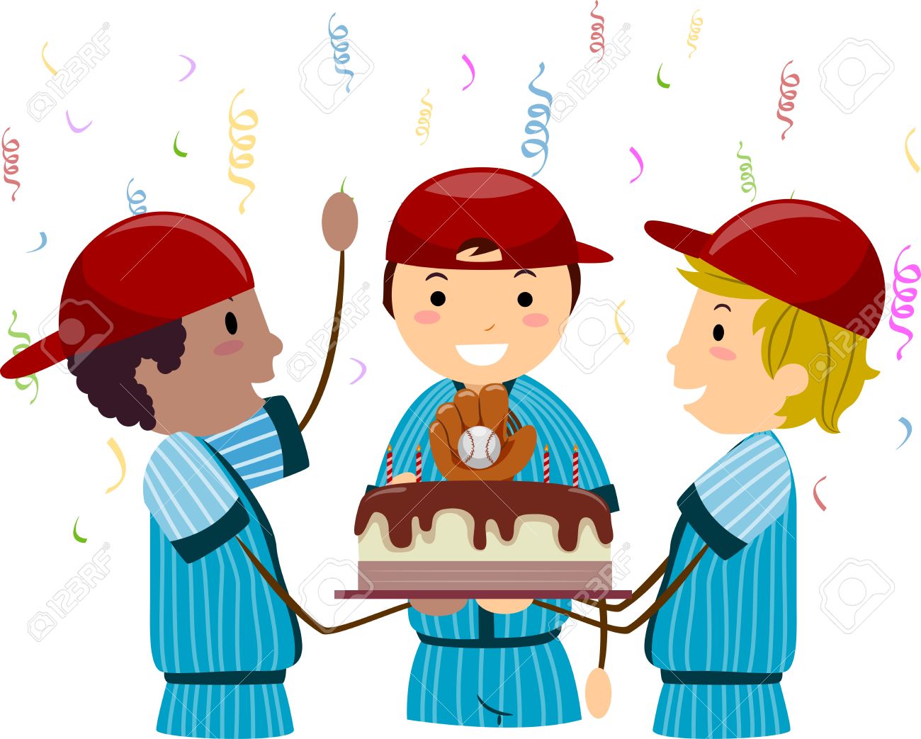 野球をテーマにした誕生日のお祝いのイラスト の写真素材 画像素材 Image