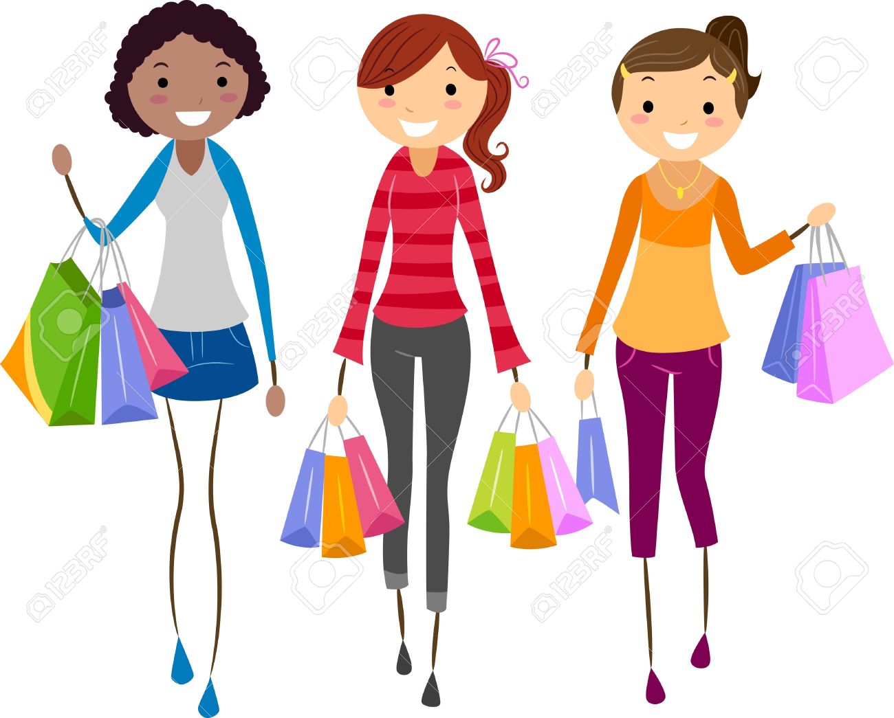 Illustration Of Girls Shopping Together Stock Photo Picture And Royalty Free Image Image