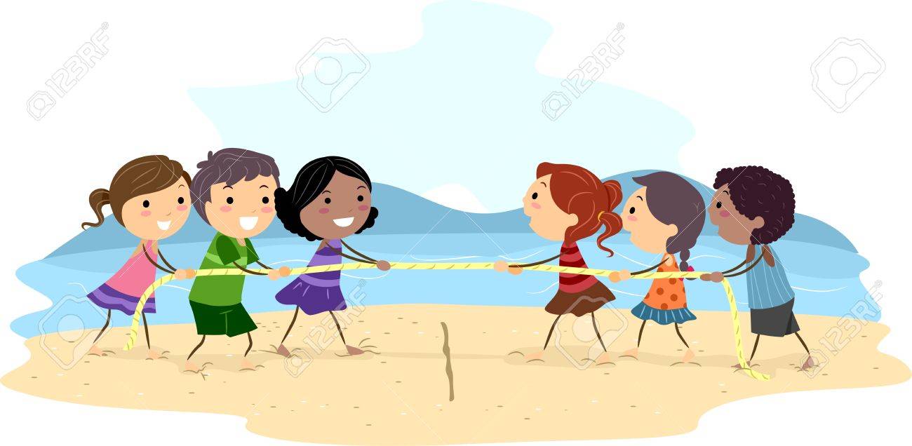 子供たちの演奏の綱引きのイラスト の写真素材 画像素材 Image