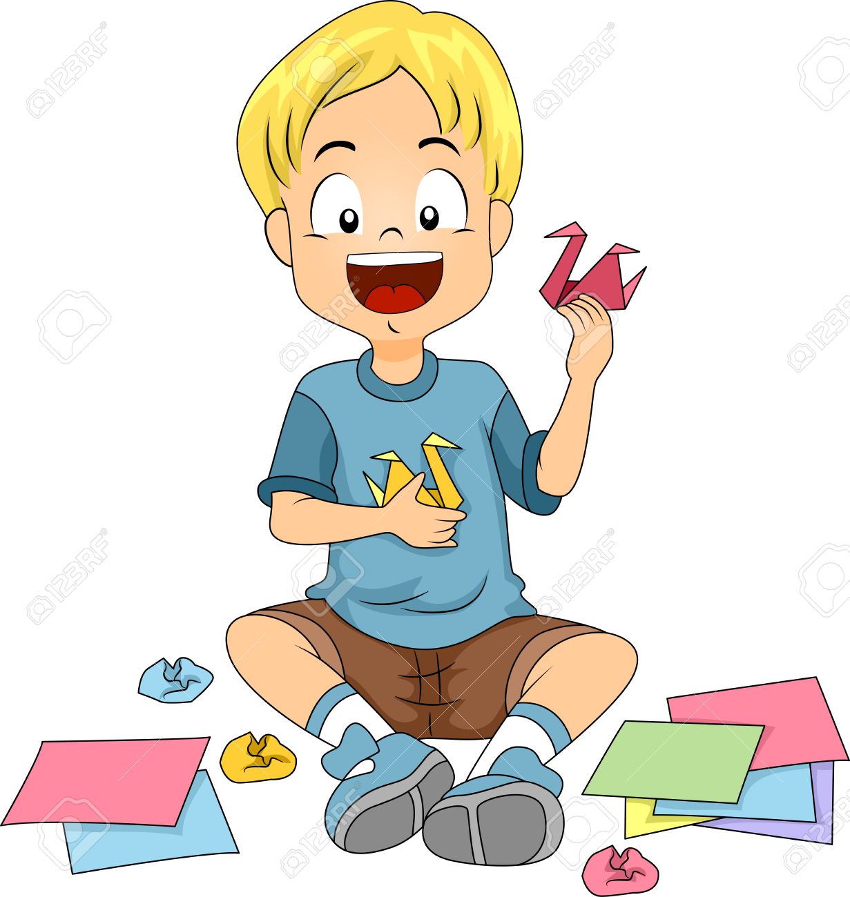 折り紙をやって子供のイラスト の写真素材 画像素材 Image 折り紙をやって子供のイラスト の写真素材 画像素材 Image