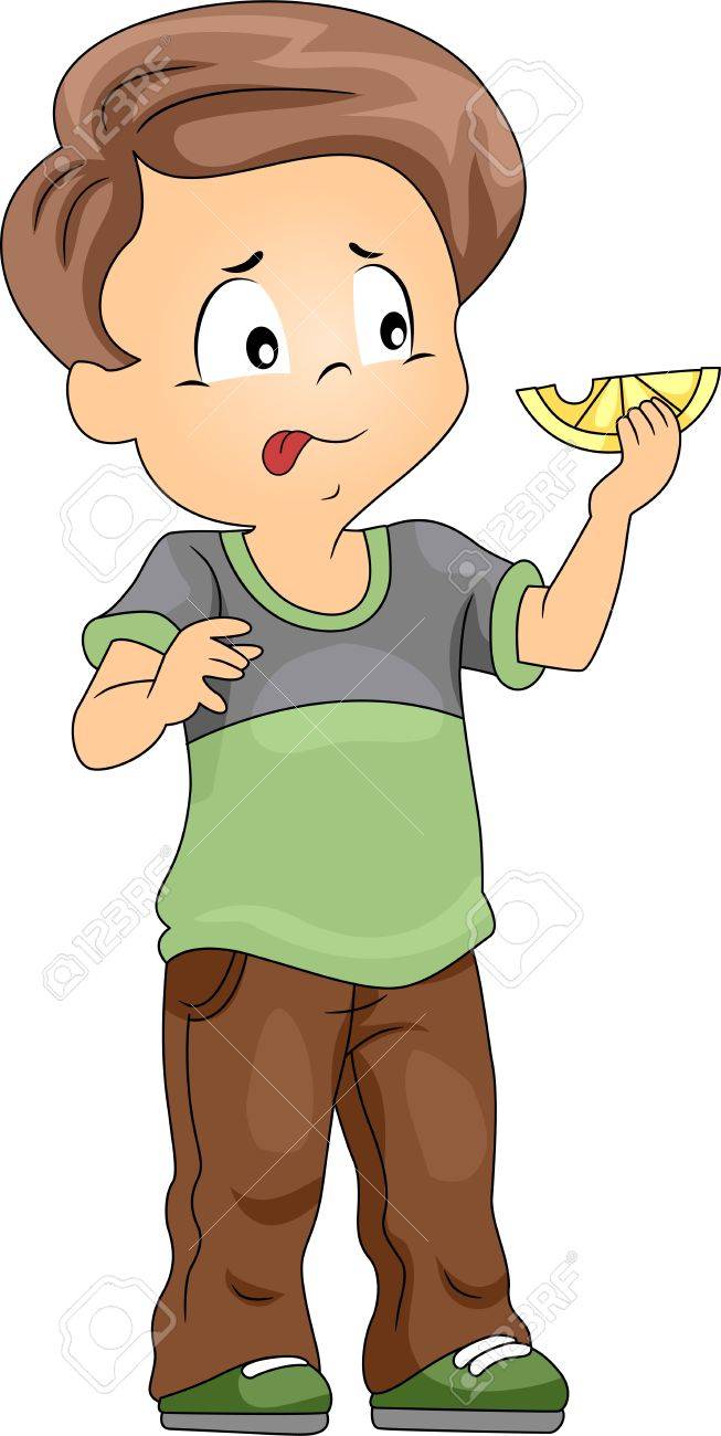 酸味の食べ物を味わったことがちょうど子供のイラスト の写真素材 画像素材 Image