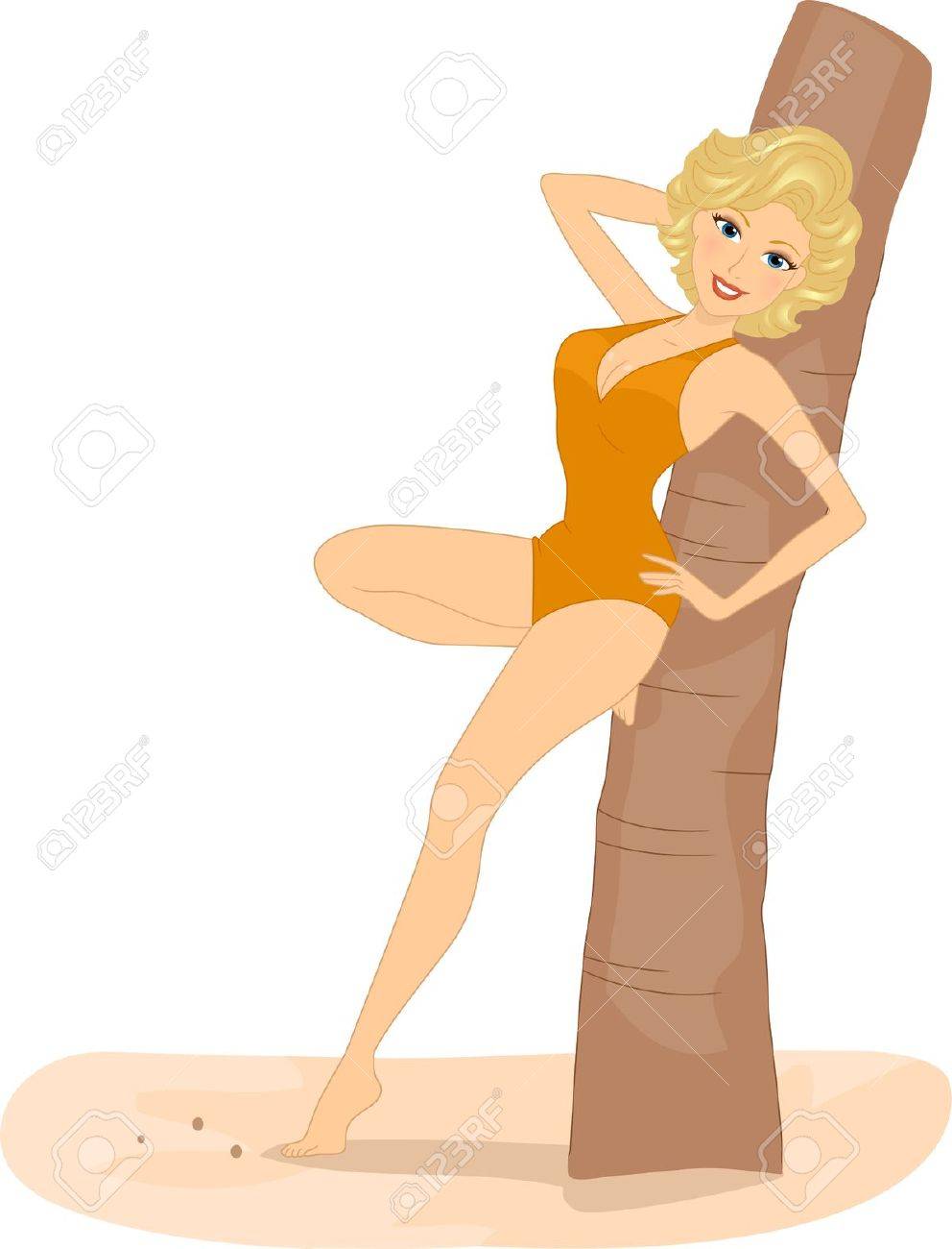 魅惑的なポーズの女の子のイラスト の写真素材 画像素材 Image