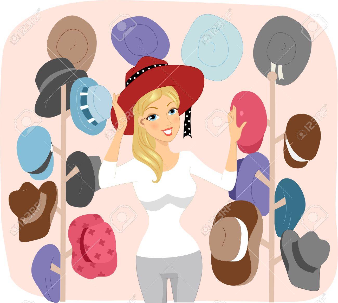 帽子屋の女性のイラスト の写真素材 画像素材 Image