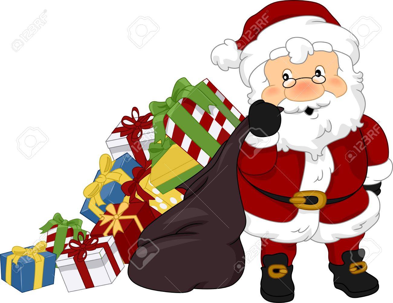 Illustration Of Santa Claus Carrying Christmas Presents Stock Photo
