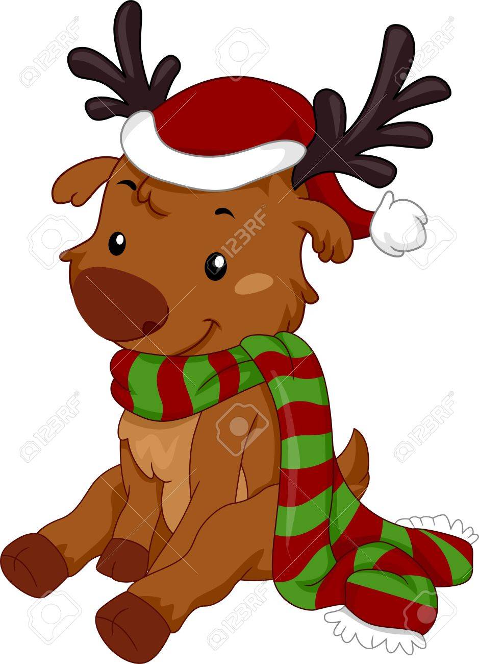 Ilustración De Un Reno Con Una Bufanda De Navidad Retratos, Imágenes Y De Archivo Libres Derecho. Image 11378315.