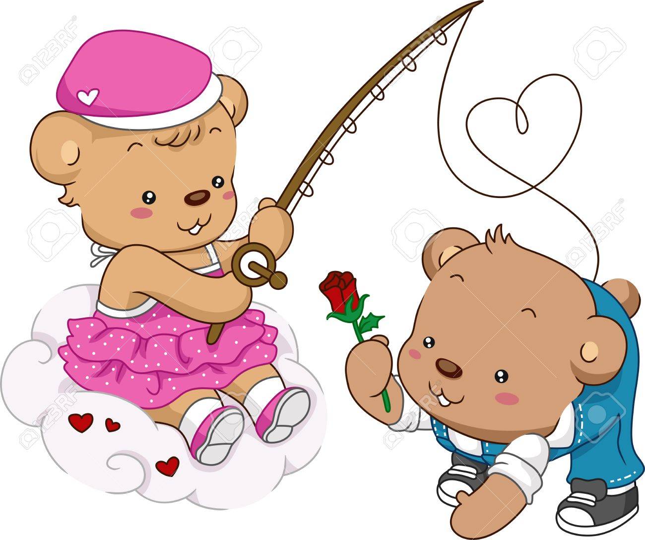 fishing teddy bear