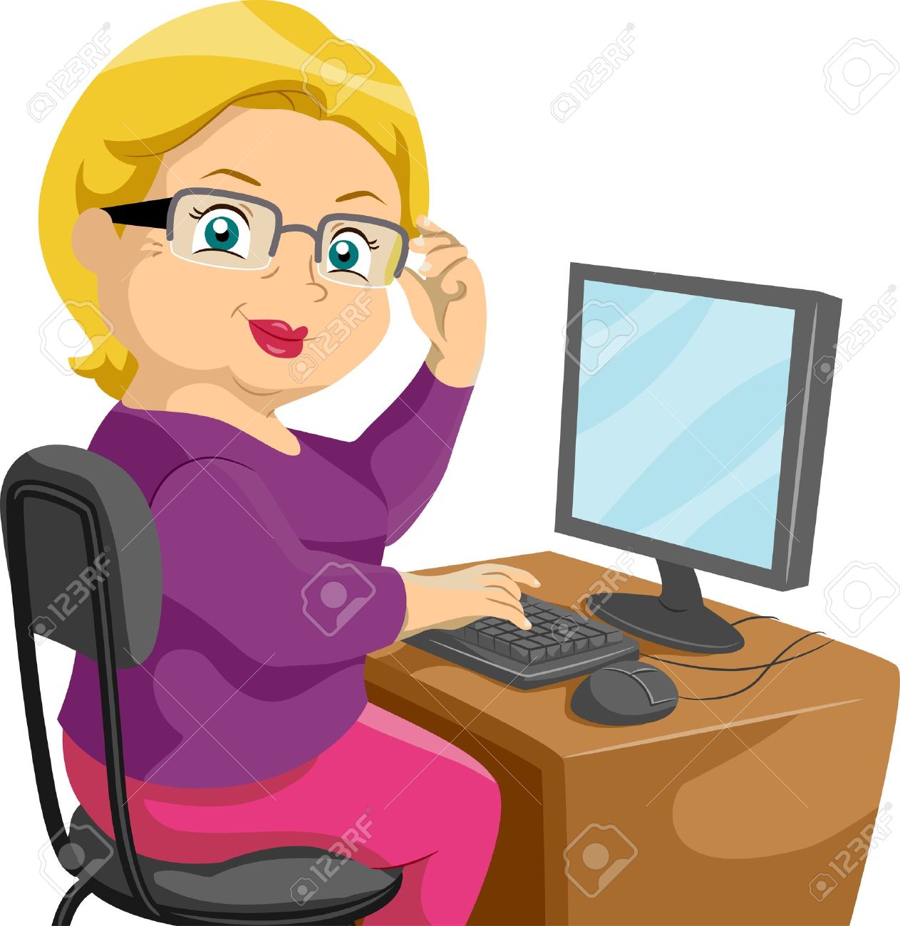 Image result for cartoon images of happy women at the computer in their pajamas