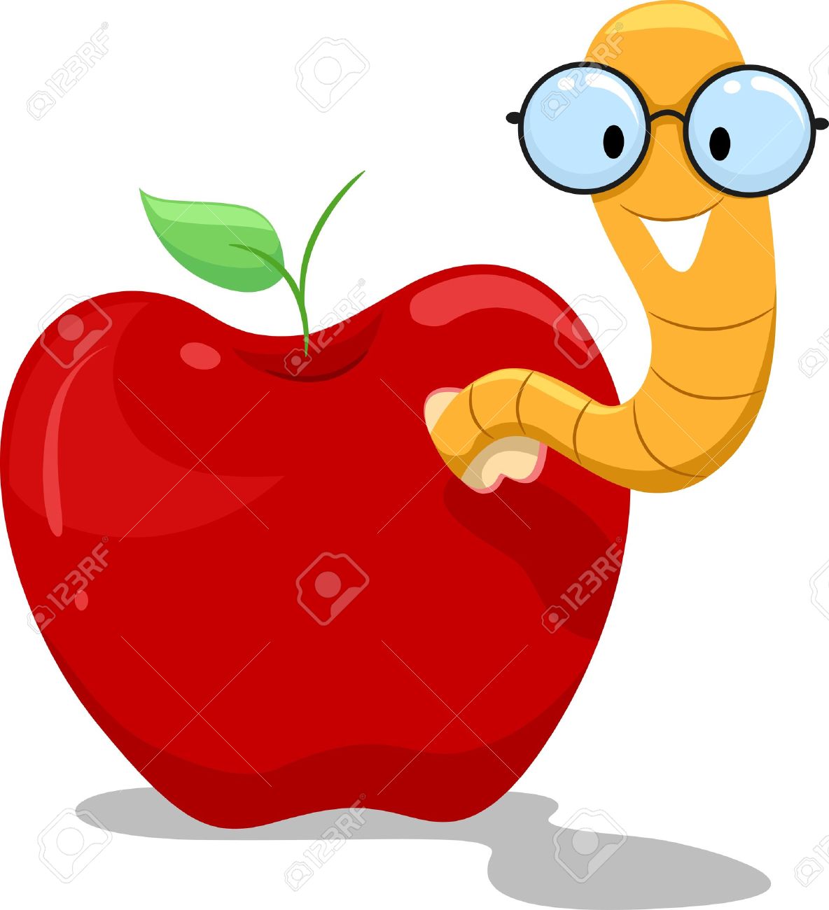Illustration of a Nerdy Worm Crawling Out of an Apple - 15590891 Illustration of a Nerdy Worm Crawling Out of an Apple - 15590891
