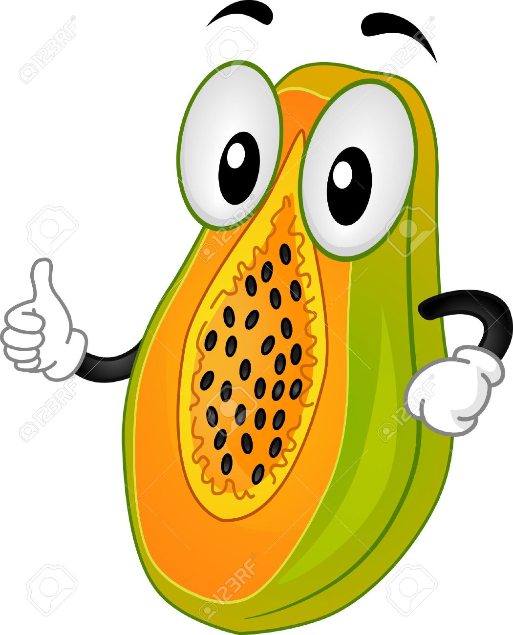 Ilustración Mascot Con Una Papaya Haciendo Un Pulgar Hacia Arriba ...