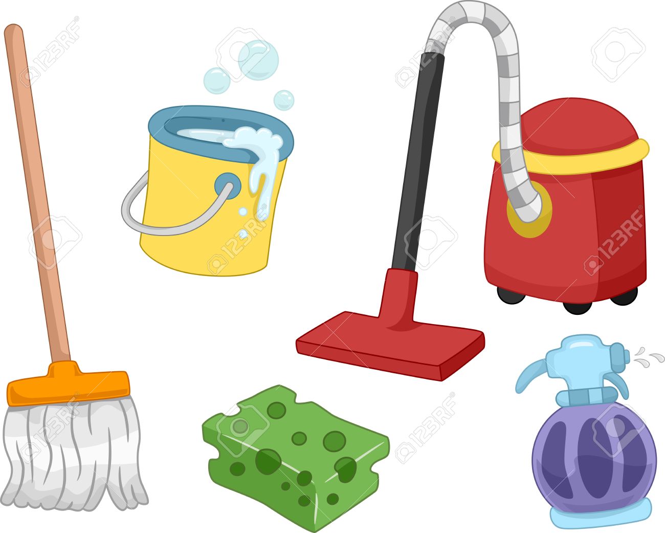 Cleaning Tools Isolated House Washing Equipment Vector