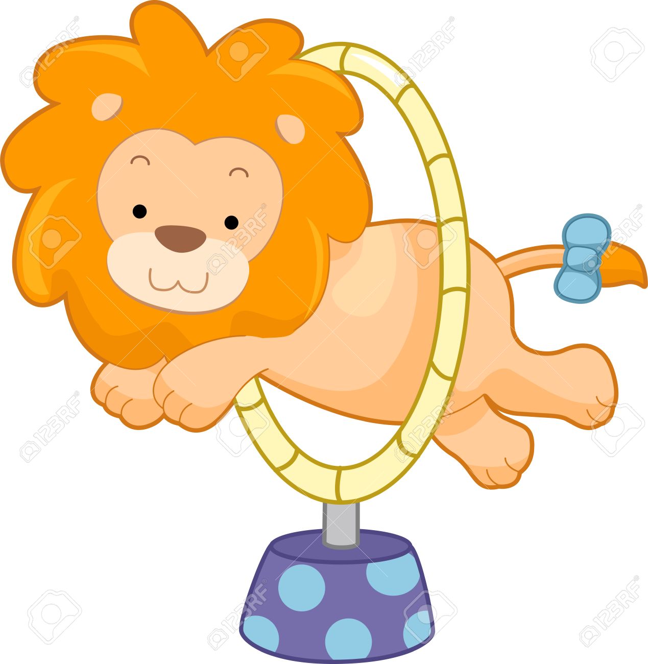 Cartoon illustration of a Circus Lion jumping through hoop sideview Stock Illustration - 17581453