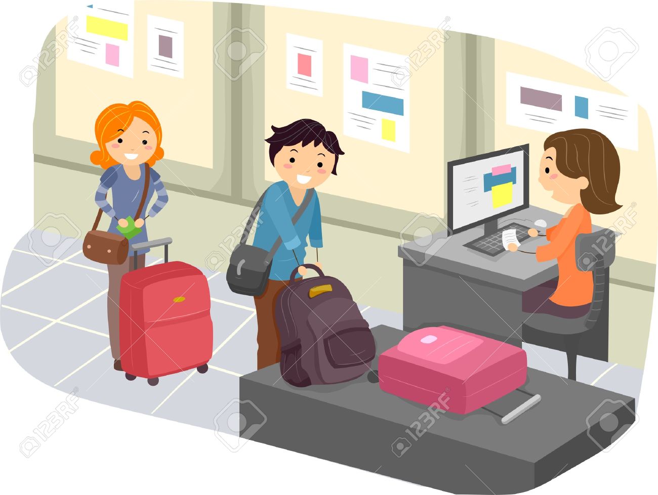 Illustration Of Stickman People Checking In Their Luggage At The Airport Stock Photo Picture And Royalty Free Image Image 19110122