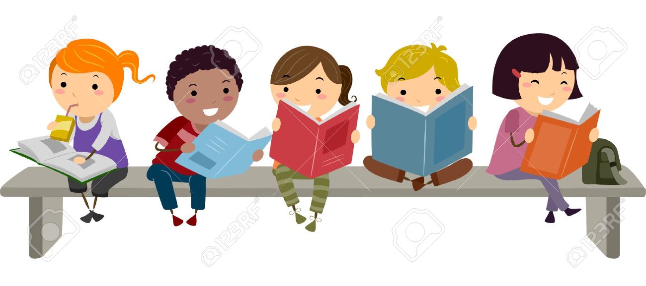 Illustration of Kids Sitting on a Bench while Reading - 19109852 Illustration of Kids Sitting on a Bench while Reading - 19109852