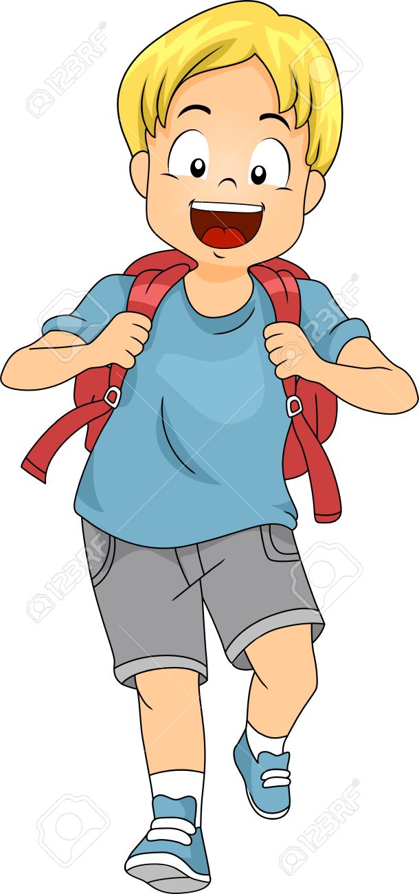 cartoon kid with backpack