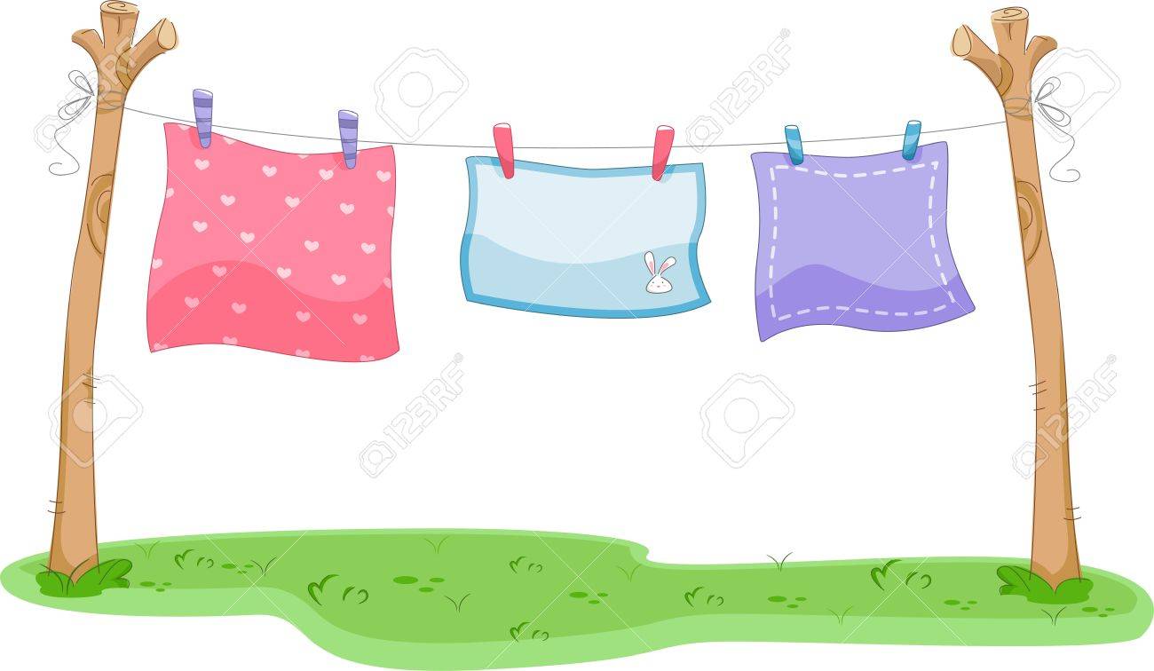 Clothesline の掛かる毛布のイラスト の写真素材 画像素材 Image