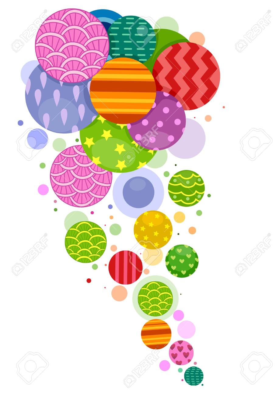 illustration of abstract circle design with different patterns stock