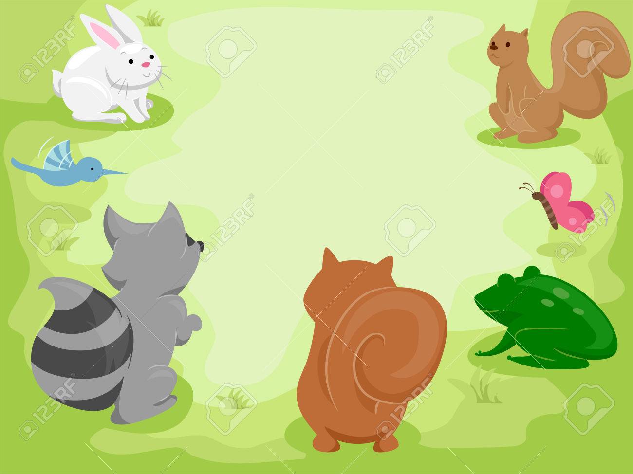 イラストかわいい動物を備え 森の中で収集 の写真素材 画像素材 Image